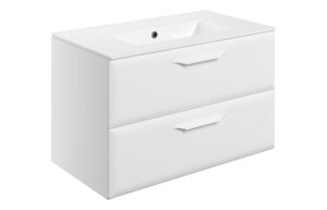 Mika 815mm Wall Hung 2 Drawer Basin Unit w/1TH Basin - Matt White