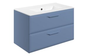 Mika 815mm Wall Hung 2 Drawer Basin Unit w/1TH Basin - Matt Misty Blue