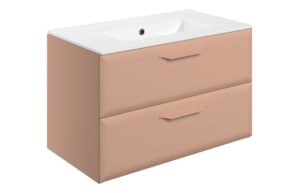 Mika 815mm Wall Hung 2 Drawer Basin Unit w/1TH Basin - Matt Apricot