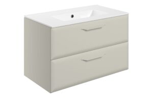 Mika 815mm Wall Hung 2 Drawer Basin Unit w/1TH Basin - Matt Latte
