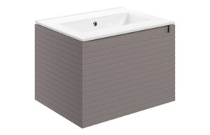 Align 615mm Wall Hung 1 Drawer Basin Unit & 0TH Thin Edge Basin - Matt Taupe