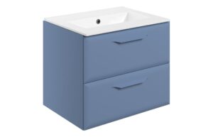 Mika 615mm Wall Hung 2 Drawer Basin Unit w/Basin - Matt Misty Blue