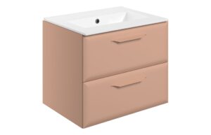Mika 615mm Wall Hung 2 Drawer Basin Unit w/Basin - Matt Apricot