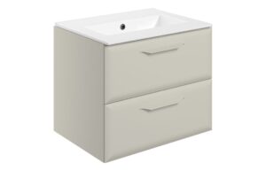 Mika 615mm Wall Hung 2 Drawer Basin Unit w/Basin - Matt Latte
