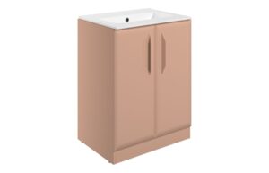 Mika 615mm Floor Standing 2 Door Basin Unit w/Basin - Matt Apricot