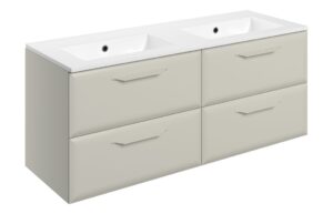 Mika 1210mm Wall Hung 4 Drawer Basin Unit w/Basin - Matt Latte