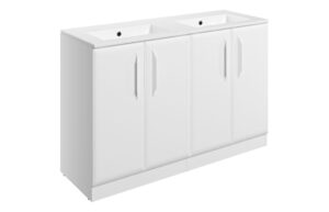 Mika 1210mm Floor Standing 4 Door Basin Unit w/Basin - Matt White