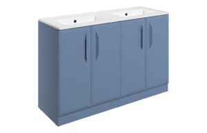 Mika 1210mm Floor Standing 4 Door Basin Unit w/Basin - Matt Misty Blue