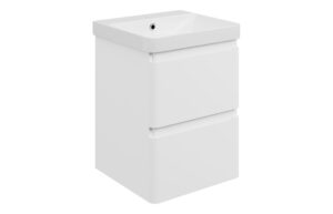 Kuba 500mm Wall Hung 2 Drawer Basin Unit & 1TH Basin - Matt White