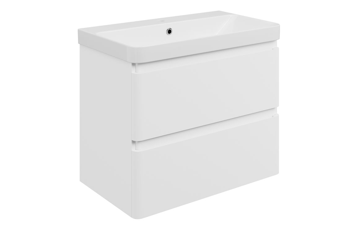 Kuba 805mm Wall Hung 2 Drawer Basin Unit & 1TH Basin - Matt White