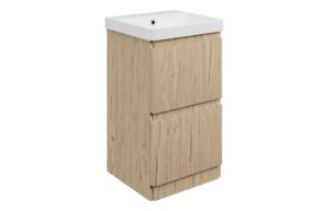 Kuba 500mm Floor Standing 2 Drawer Basin Unit & 1TH Basin - Textured Oak