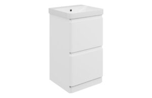 Kuba 500mm Floor Standing 2 Drawer Basin Unit & 1TH Basin - Matt White