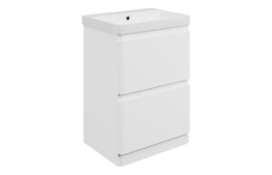 Kuba 605mm Floor Standing 2 Drawer Basin Unit & 1TH Basin - Matt White