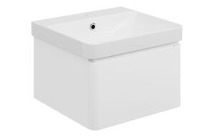 Kuba 500mm Wall Hung 1 Drawer Basin Unit & 1TH Basin - Matt White