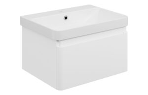 Kuba 605mm Wall Hung 1 Drawer Basin Unit & 1TH Basin - Matt White