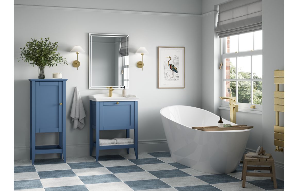 Dion 650mm Floor Standing 1 Drawer Basin Unit w/Basin - Matt Misty Blue - Image 2