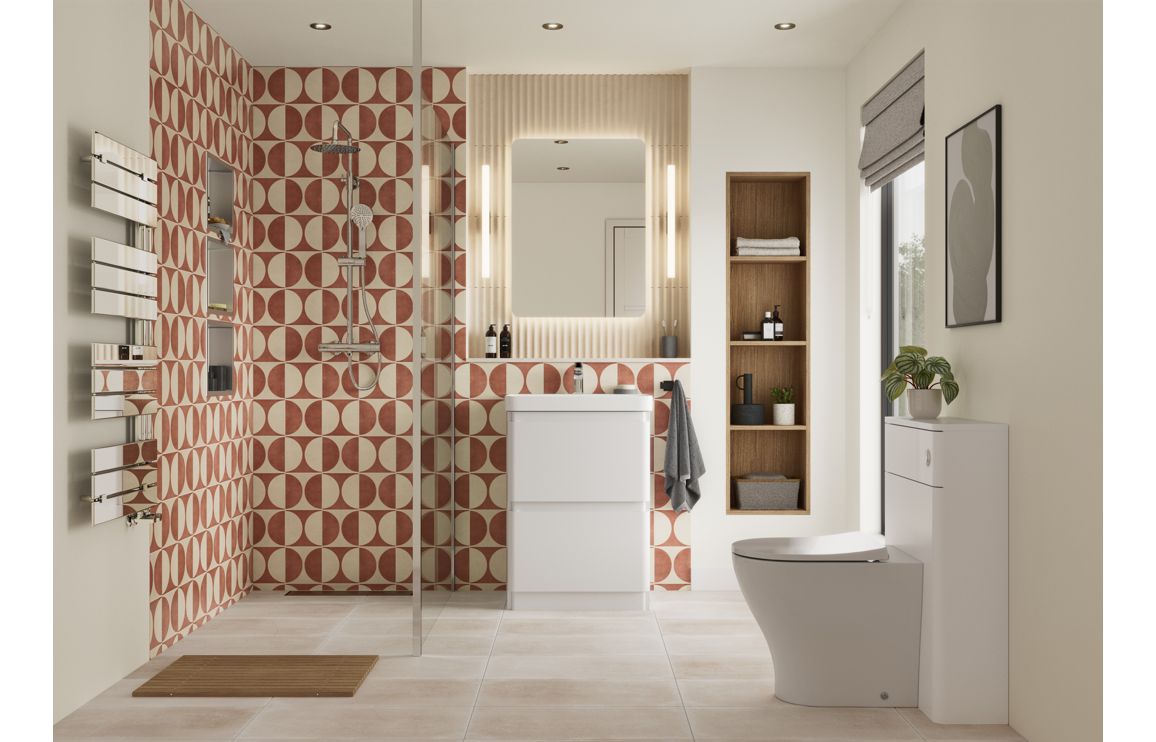 Kuba 805mm Wall Hung 1 Drawer Basin Unit & 1TH Basin - Matt White - Image 2