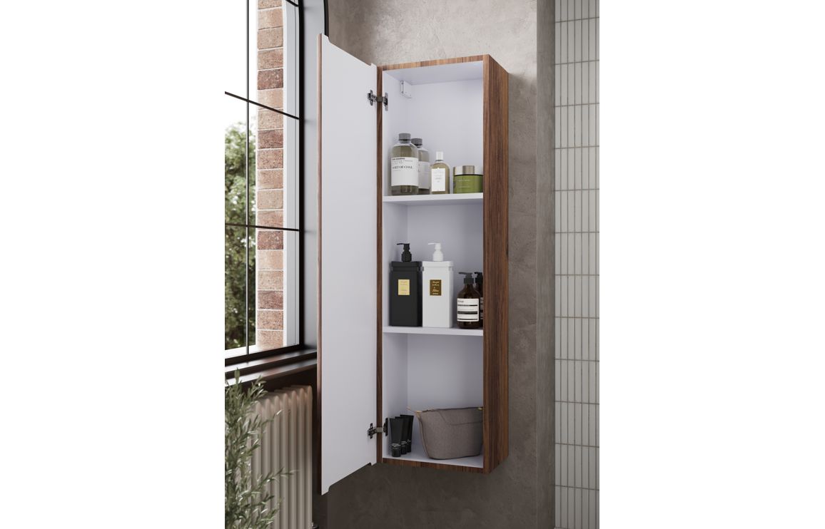 Kuba 805mm Wall Hung 1 Drawer Basin Unit & 1TH Basin - Textured Walnut - Image 3