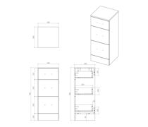 Vista 300mm 3 Drawer Base Unit - White Gloss - Image 3